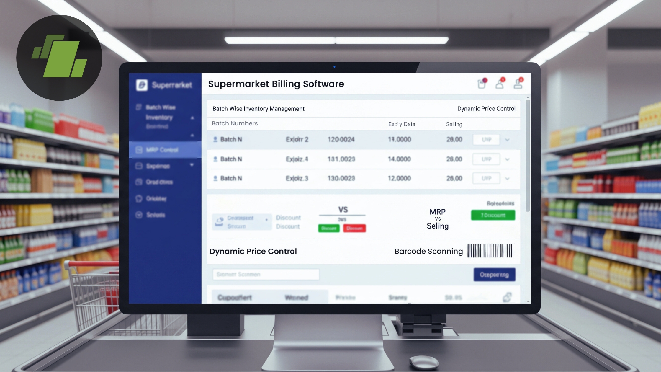 Supermarket Software with Billing, Batch, MRP & Price Control
